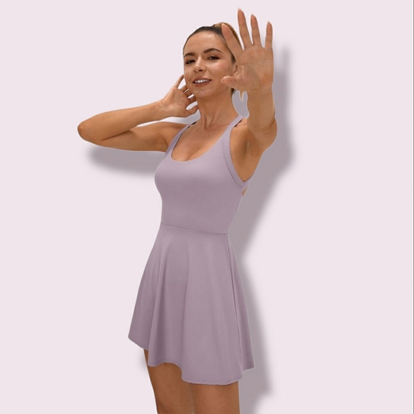 Halara Backless Cut Out Twisted Side Pocket 2-in-1 Barre Ballet Dance Dress - Picture 1 of 8